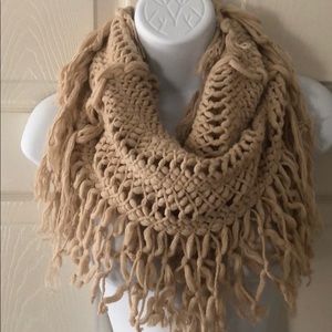 Beige knit infinity scarf